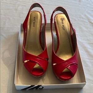 Nine West Vibrant Red Slingback Heels